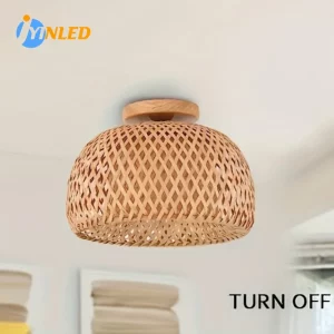 Plafonnier en bambou tissé naturel design nordique scandinave luminaire éclairage chaleureux salon cuisine chambre abat-jour artisanal Plafonnier en bambou tissé naturel design nordique scandinave luminaire éclairage chaleureux salon cuisine chambre abat-jour artisanal