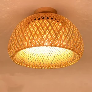 Plafonnier rotin tressé bambou design scandinave nordique moderne chambre salon éclairage chaleureux naturel suspendu luminaire déco