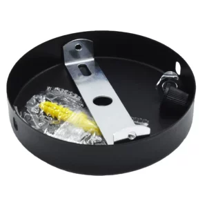 Plaque de fixation métal noir pour plafonnier design industriel montage facile accessoire de suspension 100mm Plaque de fixation métal noir pour plafonnier design industriel montage facile accessoire de suspension 100mm