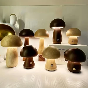 Lampe de table en bois LED design nordique champignon lumière chaleureuse chambre salon bureau éclairage économique élégant Lampe de table en bois LED design nordique champignon lumière chaleureuse chambre salon bureau éclairage économique élégant