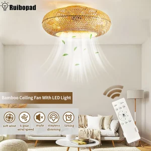 Plafonnier LED bambou naturel design nordique scandinave moderne salon chambre éclairage chaleureux économique élégant
