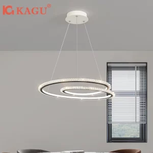 Suspension en aluminium moderne avec inlays brillants  éclairage LED variable  design élégant pour salon  restaurant  étude  chambre  salle d’exposition
