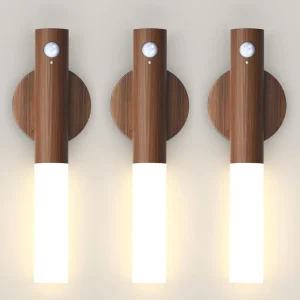 Applique murale bois naturel LED design moderne minimaliste capteur de mouvement éclairage intérieur salon chambre épuré élégant
