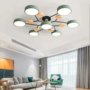 Plafonnier LED bois naturel design scandinave nordique moderne lumière chaleureuse salon chambre restaurant éclairage intérieur élégant