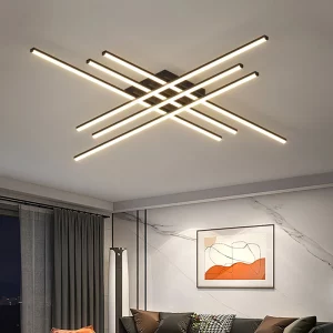 Plafonnier moderne design géométrique en métal noir LED éclairage salon chambre salle à manger élégant économique