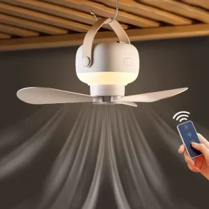 Plafonnier USB portable ventilateur lumière LED sans fil télécommande design moderne salle séjour chambre camping cadeau Noel économique