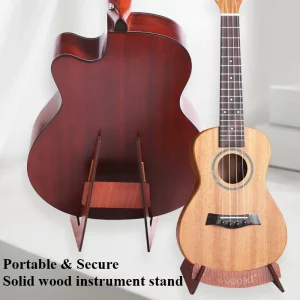 Support en bois guitare ukulélé portable secure design minimaliste fonctionnel salle musique décoration instrument exposé stockage sécurisé