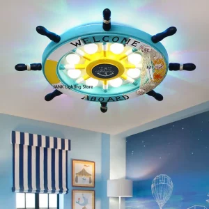 Plafonnier nautique gouvernail métal design créatif LED éclairage chambre enfants pépinière décoration maison luminaire style maritime Plafonnier nautique gouvernail métal design créatif LED éclairage chambre enfants pépinière décoration maison luminaire style maritime