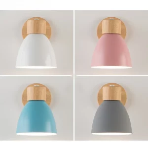 Applique murale bois design nordique moderne  luminaire décoratif LED  éclairage chaleureux pour salon chambre couloir  6 pièces