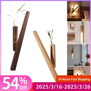 Applique murale bois naturel style scandinave design moderne luminaire LED éclairage intérieur chambre salon deco minimaliste