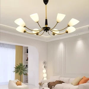 Lustre moderne rétro vintage  éclairage de luxe  lampe en verre et cuivre pour salon  salle à manger  chambre  éclairage chaleureux et élégant