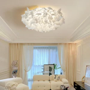 Plafonnier LED design floral moderne éclairage diffus chambre salon décoration intérieure élégance contemporaine