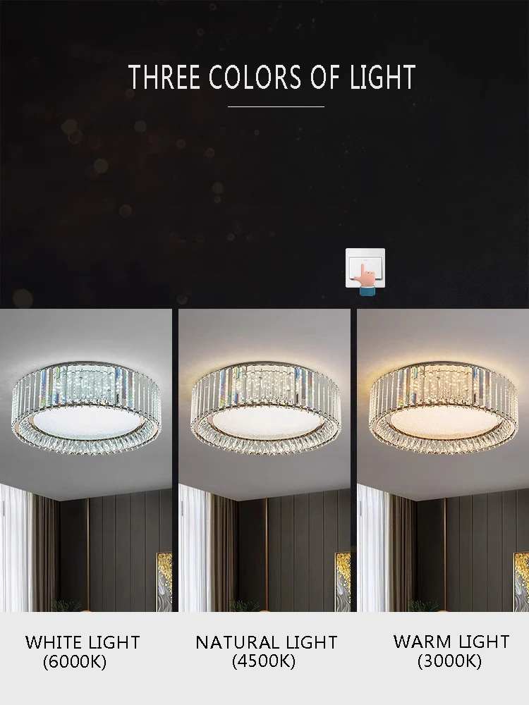 Plafonnier LED cristal moderne design luxueux lumière réfractée salon chambre éclairage intérieur élégant économique certification ROHS