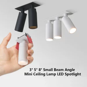Plafonnier LED encastrable design moderne minimaliste  Éclairage directionnel cuisine salon chambre  3 à 15 degrés  Aluminium  Économique  Élégant