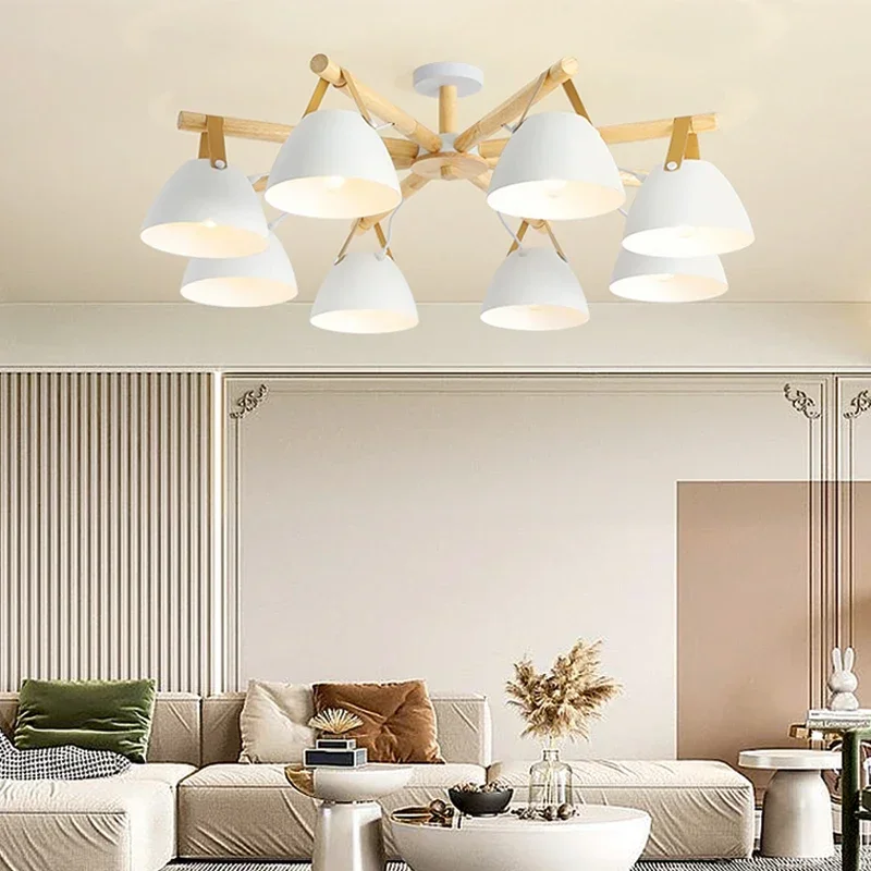 Plafonnier LED bois naturel design scandinave nordique moderne chambre salon éclairage chaleureux économique élégant