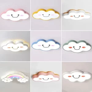Plafonnier LED design nuage souriant moderne  luminaire multicolore chambre enfant  éclairage décoratif acrylique  installation facile  économie d’énergie