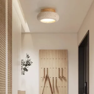 Plafonnier bois naturel design nordique moderne  lumière LED chaleureuse  élégant éclairage pour salon ou chambre