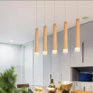 Suspension bois naturel design scandinave nordique moderne éclairage chaleureux cuisine salle à manger chambre à coucher loft mariage économique élégant