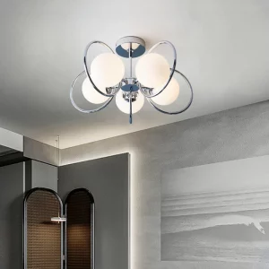 Plafonnier moderne design nordique en verre et métal chrome salle à manger salon éclairage créatif lumière diffuse élégant