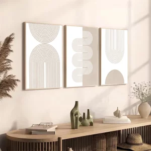 Art mural minimaliste moderne peinture sur toile géométrique bohème beige décoration murale pour salon et chambre à coucher style scandinave nordique Art mural minimaliste moderne peinture sur toile géométrique bohème beige décoration murale pour salon et chambre à coucher style scandinave nordique