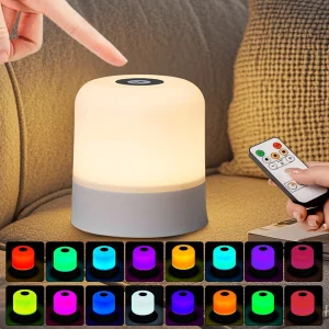Veilleuse LED rechargeable avec télécommande interrupteur tactile lampe de table pour lecture chambre à coucher couleur RGB blanche intensité variable portable Veilleuse LED rechargeable avec télécommande interrupteur tactile lampe de table pour lecture chambre à coucher couleur RGB blanche intensité variable portable
