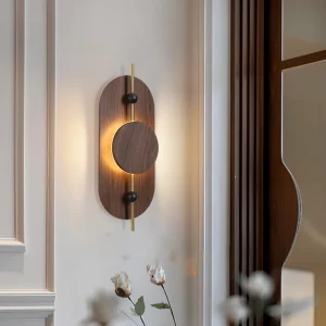 Applique murale LED bois foncé design moderne minimaliste éclairage intérieur salon chambre chic durable