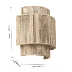 Applique murale naturelle corde chanvre tissée main style rustique bohème E27 éclairage chaleureux salon chambre cuisine