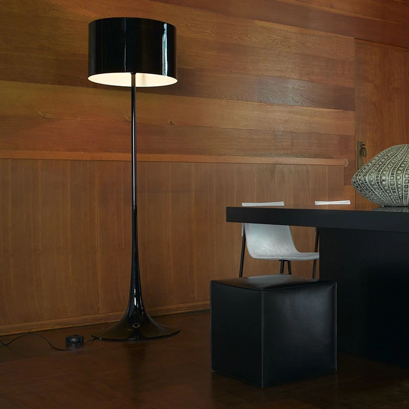 Lampadaire moderne design minimaliste en métal noir éclairage ambiant élégant pour salon chambre bar restaurant