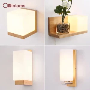 Applique murale LED en bois naturel design nordique moderne éclairage chaleureux économique élégant pour chambre salon