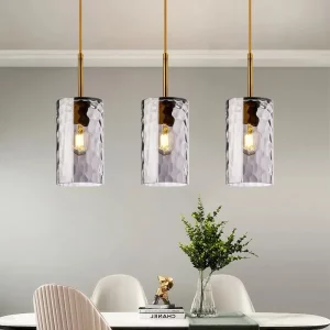 Suspension design moderne en verre texturé et métal doré luminaire épuré pour intérieur contemporain salon salle à manger éclairage chaleureux lumière nordique