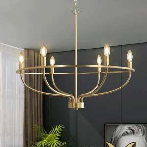 Lustre suspendu métal doré design moderne vintage salle à manger salon éclairage chaleureux lumière ambiance élégante certification UL CCC