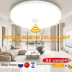 Plafonnier LED moderne design minimaliste avec capteur de mouvement salle couloir escalier éclairage intelligent économie d’énergie élégance intérieure Plafonnier LED moderne design minimaliste avec capteur de mouvement salle couloir escalier éclairage intelligent économie d’énergie élégance intérieure