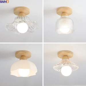 Plafonnier LED bois naturel design scandinave nordique moderne chambre salon éclairage chaleureux économique élégant