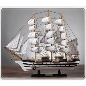 Modèle réduit bateau à voile bois style nautique  décoration intérieure  salon  bureau  bibliothèque  cadeau original  artisanat de qualité  édition limitée