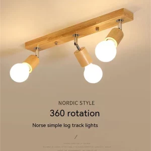 Plafonnier LED en bois naturel design nordique scandinave moderne pour salon chambre éclairage chaleureux économique élégant