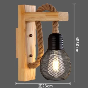 Applique murale en bois naturel et métal style rustique industriel  éclairage LED chaleureux pour salon  chambre  couloir extérieur  design scandinave nordique moderne