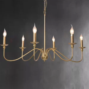 Lustre suspendu métal doré design vintage classique lumière chaleureuse salle à manger salon éclairage élégant