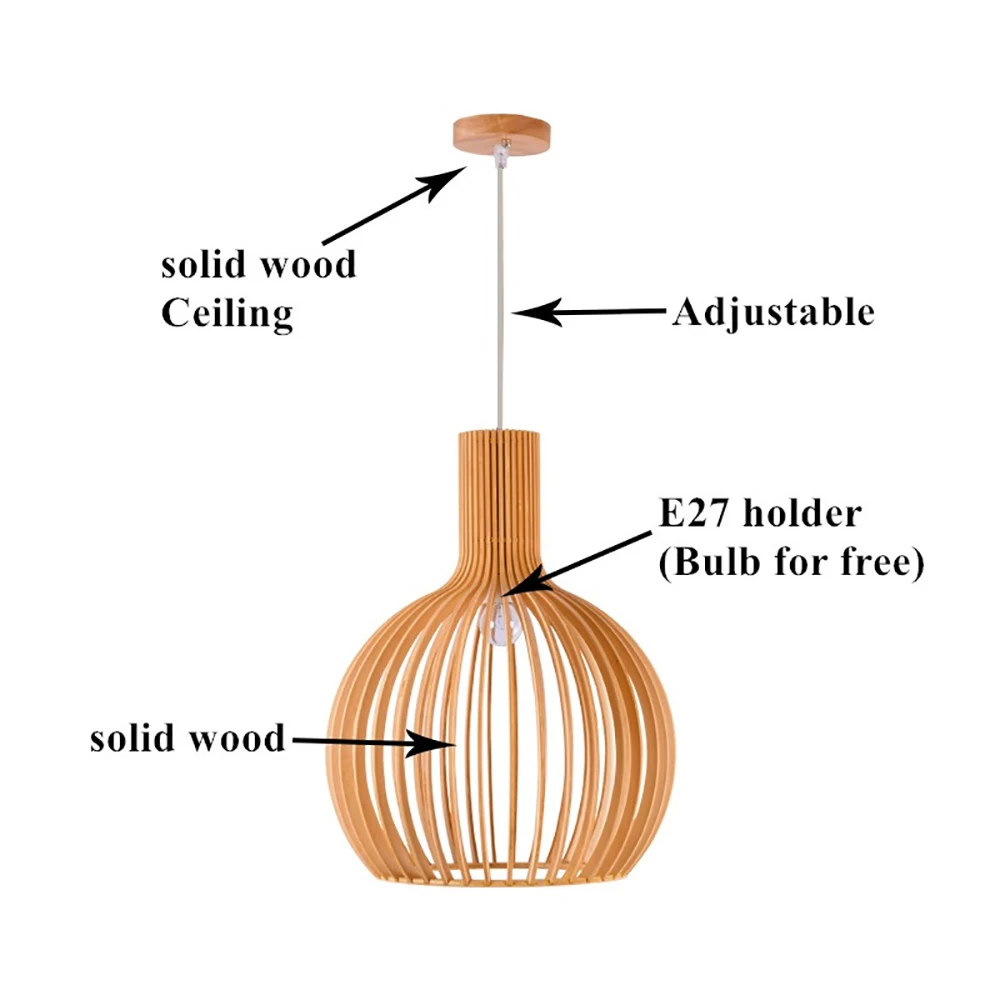 Plafonnier LED bois naturel design nordique moderne éclairage chaleureux économique élégant