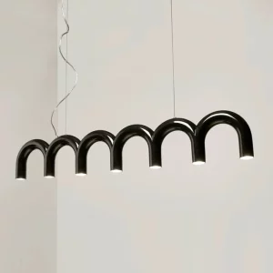 Suspension moderne en métal design minimaliste éclairage LED effet arcs salon cuisine îlot table lumière décorative élégante