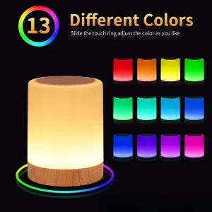 Lampe de table bois naturel design moderne minimaliste 13 couleurs lumière douce éclairage intérieur chambre salon bureau