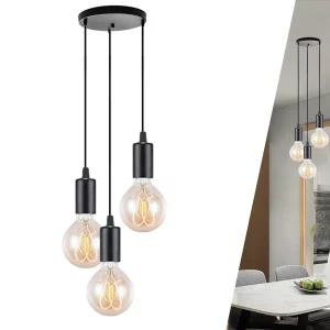 Suspension Industrielle 3 Têtes Ampoules LED Filament Éclairage Chaleureux pour Salon Bar ou Décoration Nordique en Métal Suspension Industrielle 3 Têtes Ampoules LED Filament Éclairage Chaleureux pour Salon Bar ou Décoration Nordique en Métal
