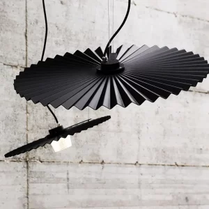 Suspension métal moderne design industriel  abat-jour plissé  éclairage LED  salon  salle à manger  bureau  lumière décorative élégante