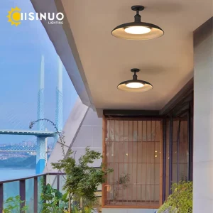 Plafonnier LED métal design industriel moderne éclairage extérieur balcony terrace économie d’énergie élégance résistant aux intempéries