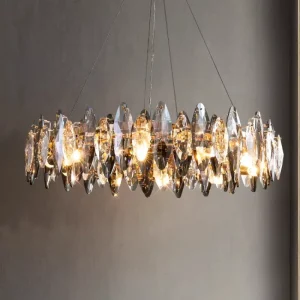 Suspension en cristal moderne lustre salle à manger salon intérieur élégance lumière diffuse design contemporain Suspension en cristal moderne lustre salle à manger salon intérieur élégance lumière diffuse design contemporain