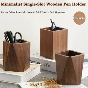 Porte-stylos minimaliste en bois naturel  design japonais  organisateur de bureau  support à crayons  essentiel pour la rentrée scolaire  papeterie en bois