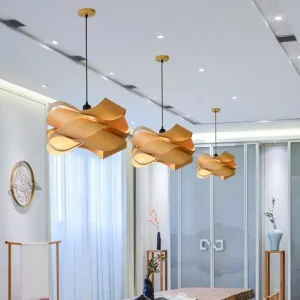 Suspensions en bois naturel design scandinave moderne pour salon chambre salle à manger éclairage chaleureux élégant
