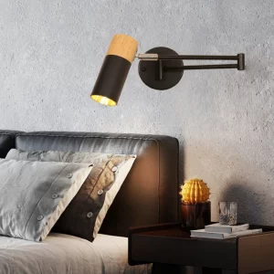 Applique murale moderne LED bois naturel design scandinave ajustable chambre salon bureau éclairage chaleureux économique élégant
