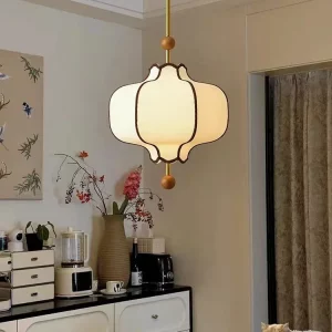 Lampe LED suspendue en tissu style japonais vintage  boule de bois rétro  luminaire décoratif pour salon  salle à manger ou chambre