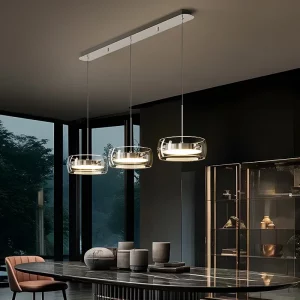Suspension LED moderne verre transparent design minimaliste éclairage cuisine salle à manger salon lumière chaleureuse économique élégant Suspension LED moderne verre transparent design minimaliste éclairage cuisine salle à manger salon lumière chaleureuse économique élégant