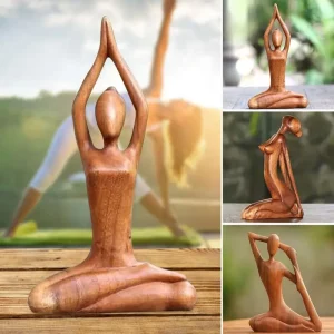 Sculpture Yoga bois naturel design abstrait style scandinave élégance zen décoration intérieure salon chambre table étagère